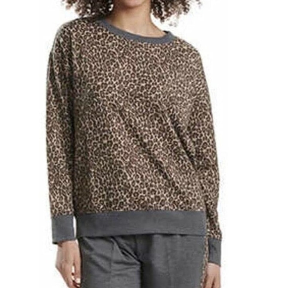 Splendid Cheetah Animal Print Loungewear Crew Sweatshirt Long Sleeves Size small